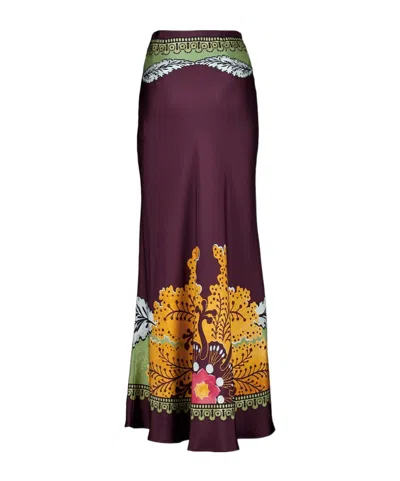 La Doublej La Double J Sleek Printed Silk-twill Midi Skirt In Purple