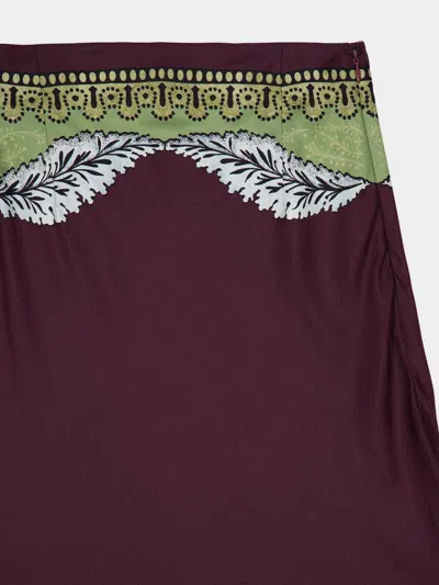 La Doublej La Double J Sleek Printed Silk-twill Midi Skirt In Purple