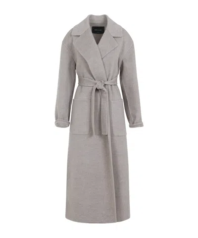 Fabiana Filippi Coriander Grey Virgin Wool Belted Coat In Gray