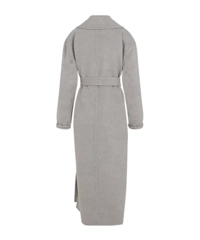 Fabiana Filippi Coriander Grey Virgin Wool Belted Coat In Gray