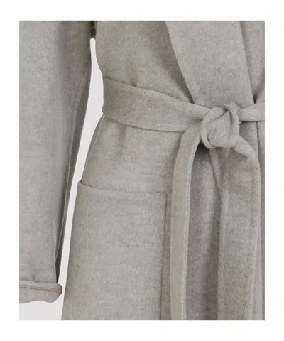 Fabiana Filippi Coriander Grey Virgin Wool Belted Coat In Gray