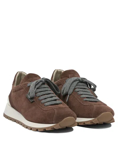 Brunello Cucinelli Suede Sneakers In Brown