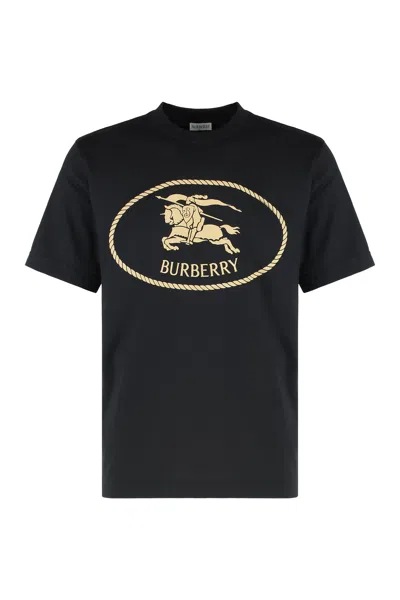 Burberry Knight Stamp Cotton T-shirt In Black