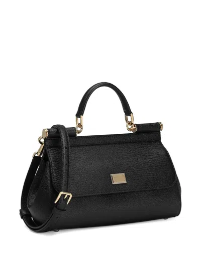 Dolce & Gabbana Black Medium Sicily Handbag In Black