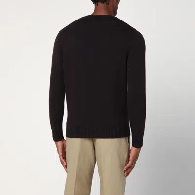 Drumohr Wool Sweater With Long Sleeves And Ribbed Texture In Black
