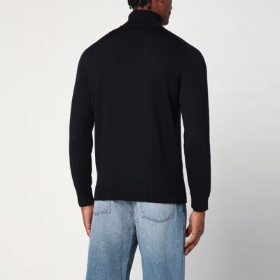 Drumohr Navy Blue Wool Turtleneck In Black