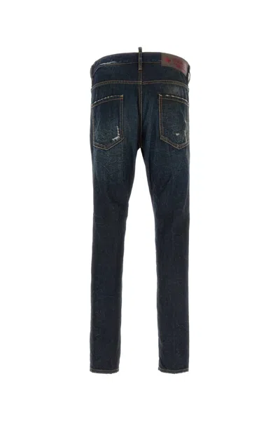 Dsquared2 Dark Indigo Slim-fit Denim Jeans With Distressed Details In Blue
