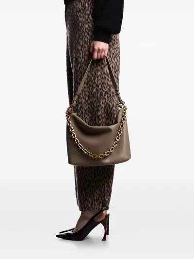 Emporio Armani Beige Leather Medium Hobo Bag In Neutral