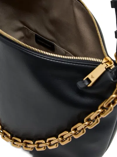 Emporio Armani Ppa Leather Medium Hobo Bag With Chain In Black