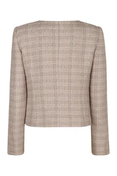 Emporio Armani Wool Blend Blazer Jacket In Neutral