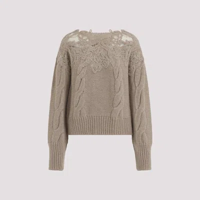 Ermanno Scervino Cropped Turtleneck Sweater With Cable Knit In Gray