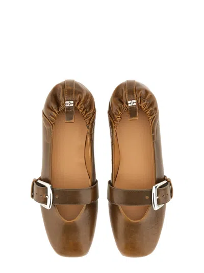 Ganni Butterfly Ballerinas In Brown