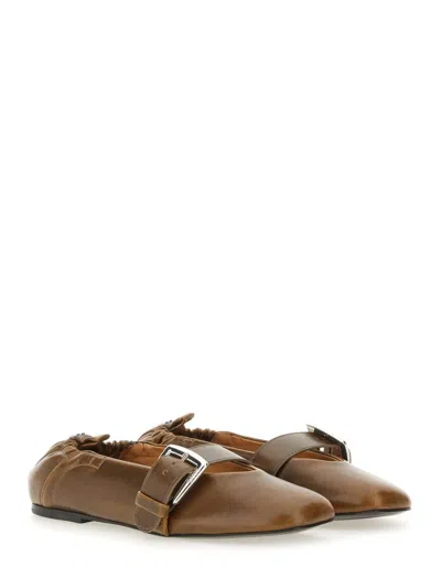 Ganni Butterfly Ballerinas In Brown