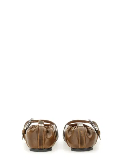 Ganni Butterfly Ballerinas In Brown