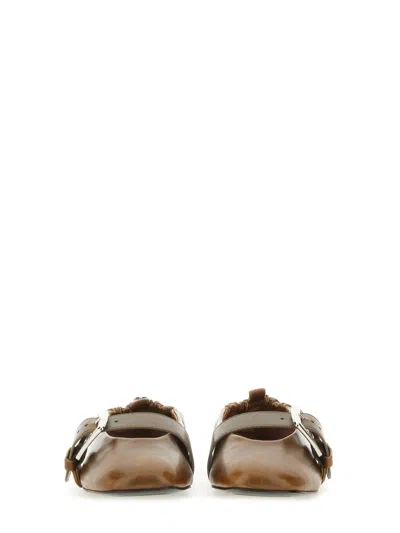 Ganni Butterfly Ballerinas In Brown