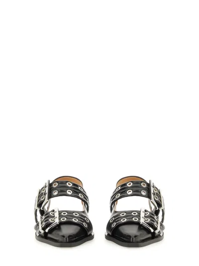 Ganni Embellished Recycled Point-toe Slingback Flats In Multi