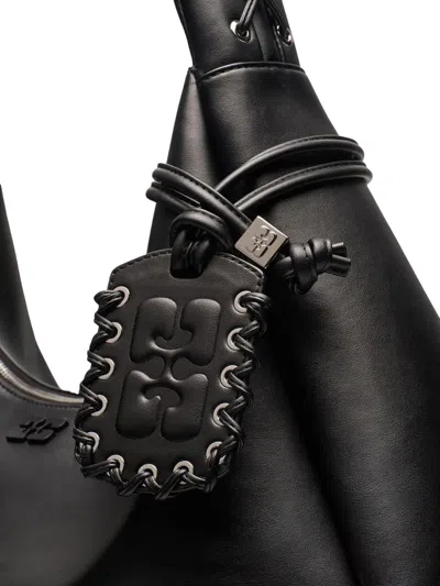 Ganni Women Medium Laces Hobo Bag In Black