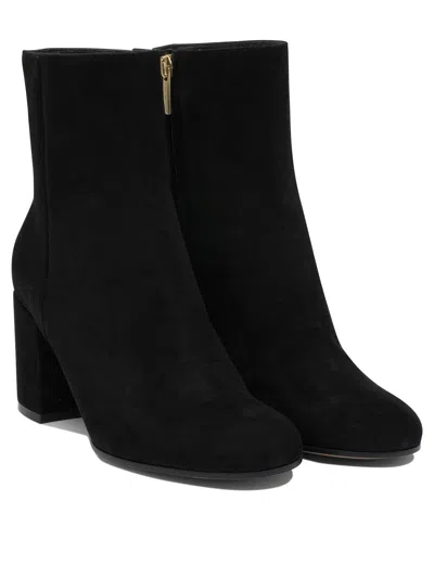 Gianvito Rossi Block Heel Ankle Boots With Suede Finish In Black