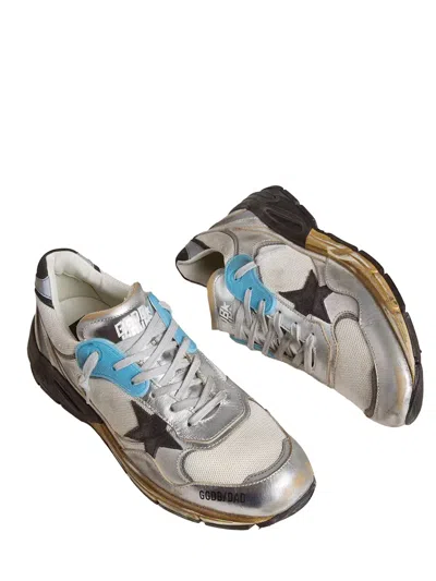 Golden Goose Dad-star Sneakers In Mesh And Laminated Leather Color Grey And Blackrunning