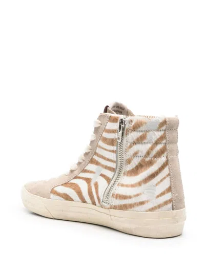 Golden Goose High-top Sneakers With Zebra-print Leather And Suede Accents In Multi