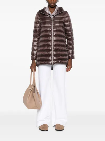 Herno Chocolate Colored Quilted Down Jacket In Brown