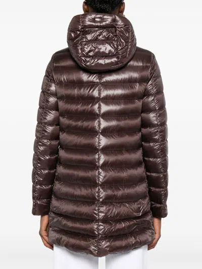 Herno Chocolate Colored Quilted Down Jacket In Brown