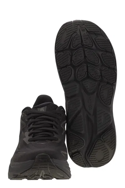 Hoka All-black Breathable Mesh Sneakers With Cushioned Rubber Sole In Black