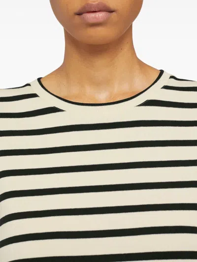 Jil Sander Striped Ribbed Cotton T-shirt In Black