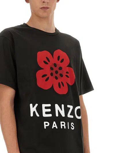 Kenzo Tshirt Con Stampa Boke Flower In Black