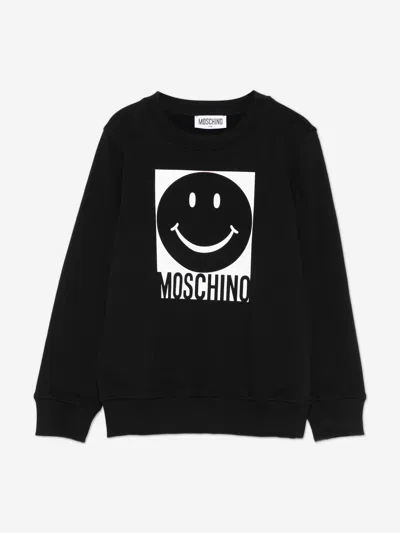 Moschino Kids Smiley Face Logo Sweatshirt In Black