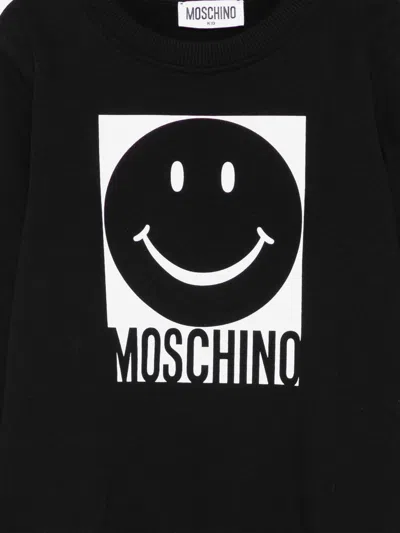 Moschino Kids Smiley Face Logo Sweatshirt In Black