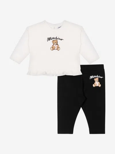 Moschino Baby Girls Teddy Bear Leggings Set In Black