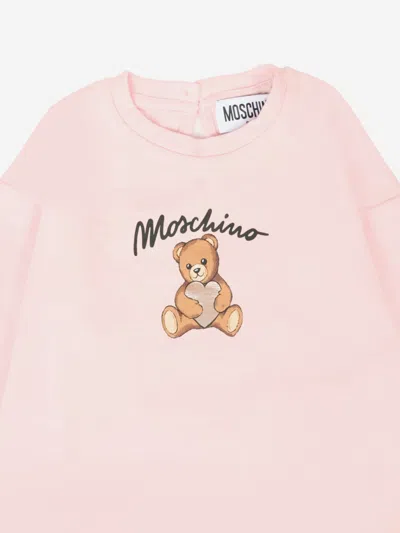 Moschino Baby Girls Long Sleeve Teddy T-shirt In Pink