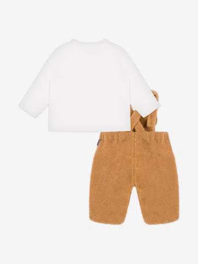 Moschino Baby Boys Bear Dungaree Set In White