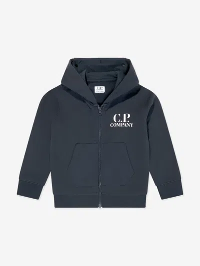 C.p. Company Boys Goggle Hooded Zip Up Top In Blue