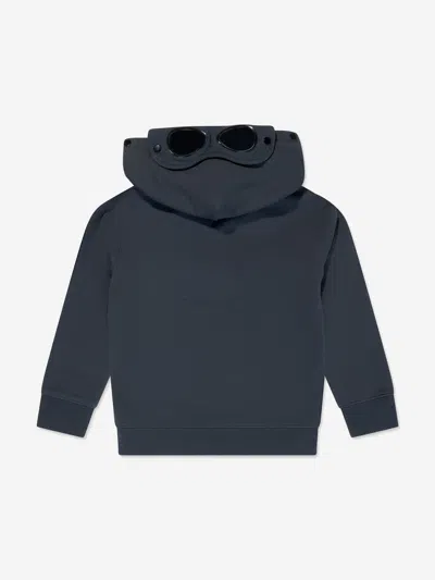 C.p. Company Boys Goggle Hooded Zip Up Top In Blue