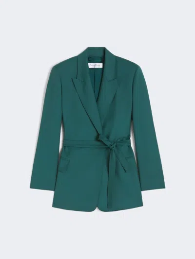 Max Mara Belted Woollen Cloth Blazer In Green