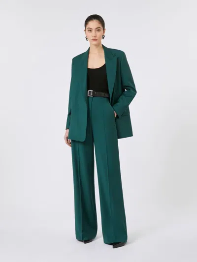 Max Mara Belted Woollen Cloth Blazer In Green