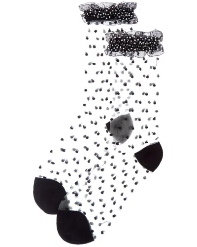 High Heel Jungle Sheer Frilly Socks In White