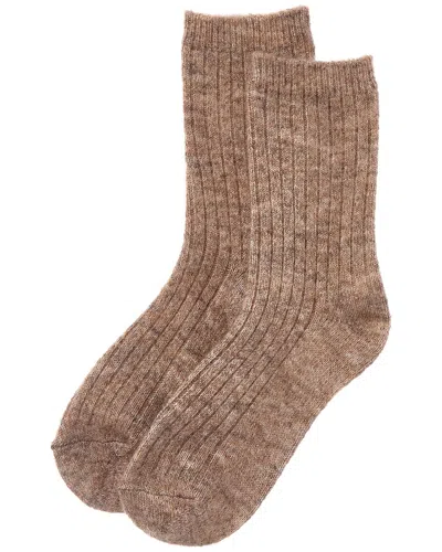 High Heel Jungle Flecked Flush Knit Wool-blend Socks In Brown