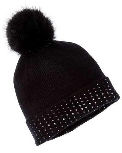Sofia Cashmere Sofiacashmere Rib Knit Embellished Cashmere Hat In Black
