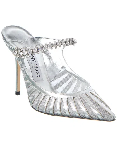 Jimmy Choo Striped Mesh Stiletto Pumps Strap In Silver
