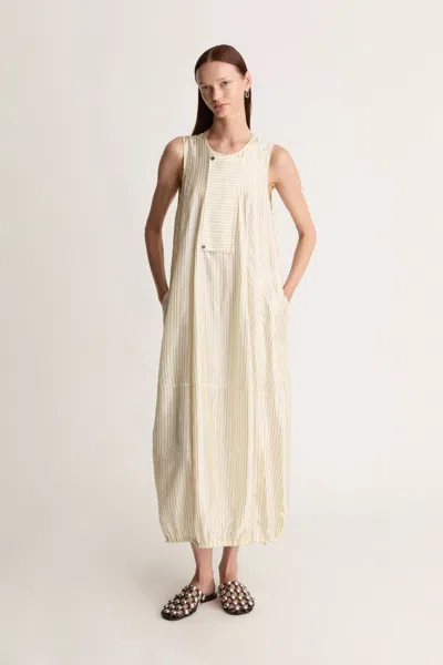 Lee Mathews Striped Button Dress In Neutral