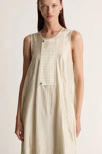 Lee Mathews Striped Button Dress In Neutral