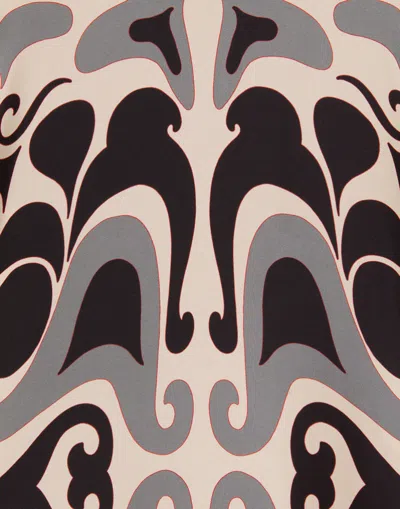 La Doublej La Double J Silk Midi Dress With Abstract Pattern In White