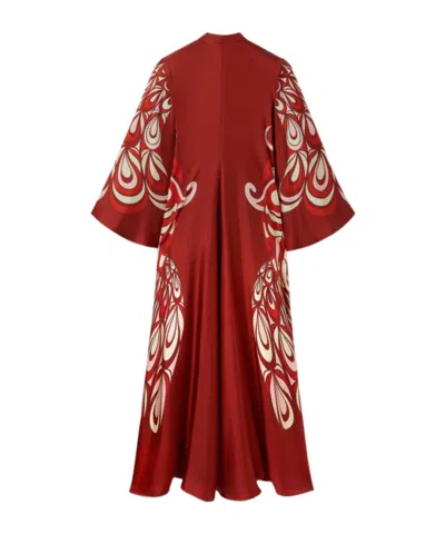 La Doublej La Double J Magnifico Printed Silk-twill Dress In Burgundy