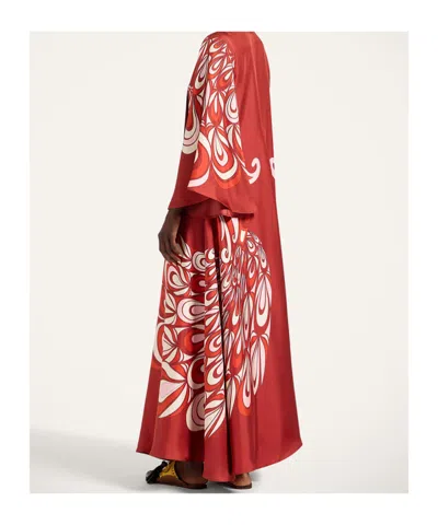 La Doublej La Double J Magnifico Printed Silk-twill Dress In Burgundy