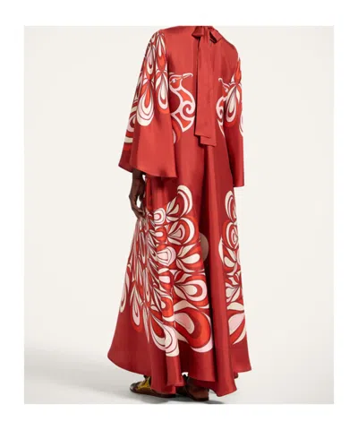 La Doublej La Double J Magnifico Printed Silk-twill Dress In Burgundy
