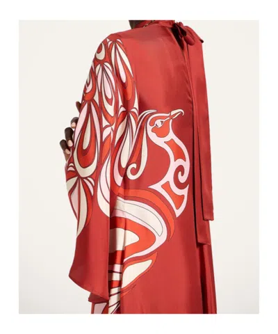 La Doublej La Double J Magnifico Printed Silk-twill Dress In Burgundy