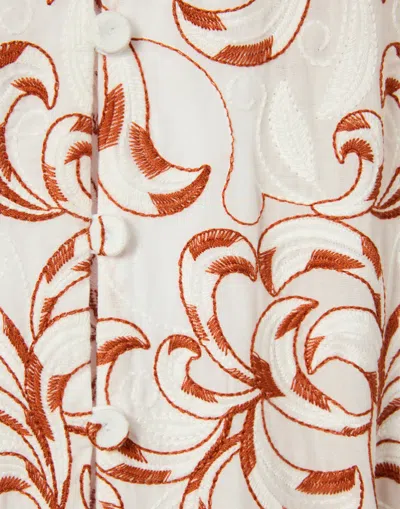 La Doublej San Pietro Tiered Embroidered Voile Maxi Shirt Dress In White